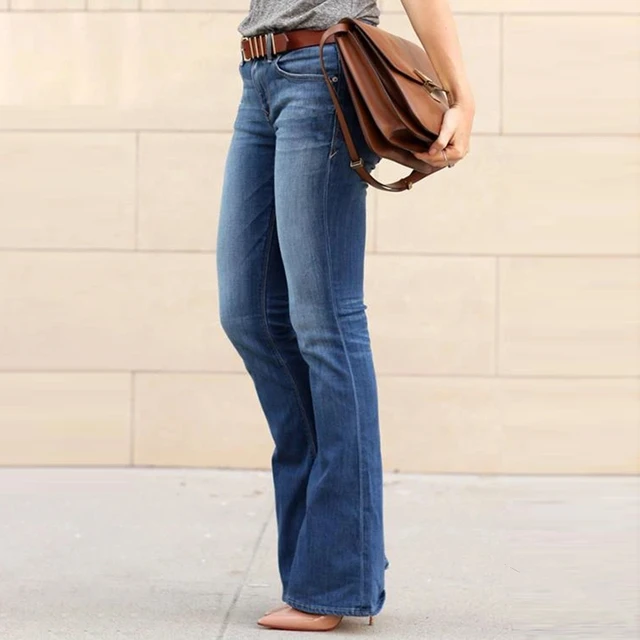 Женские синие джинсы из денима с эластичной талией 3