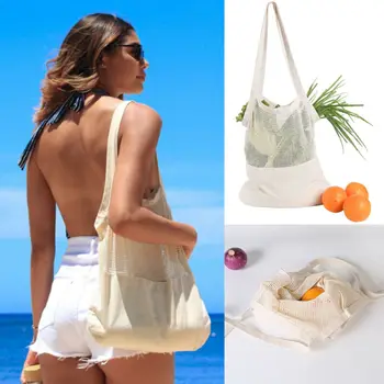 

Fishnet String Shopping Bags Cloth Grocery Bag Cotton Tote Mesh Net Woven Mesh Reusable Shopper White Shopping Bag