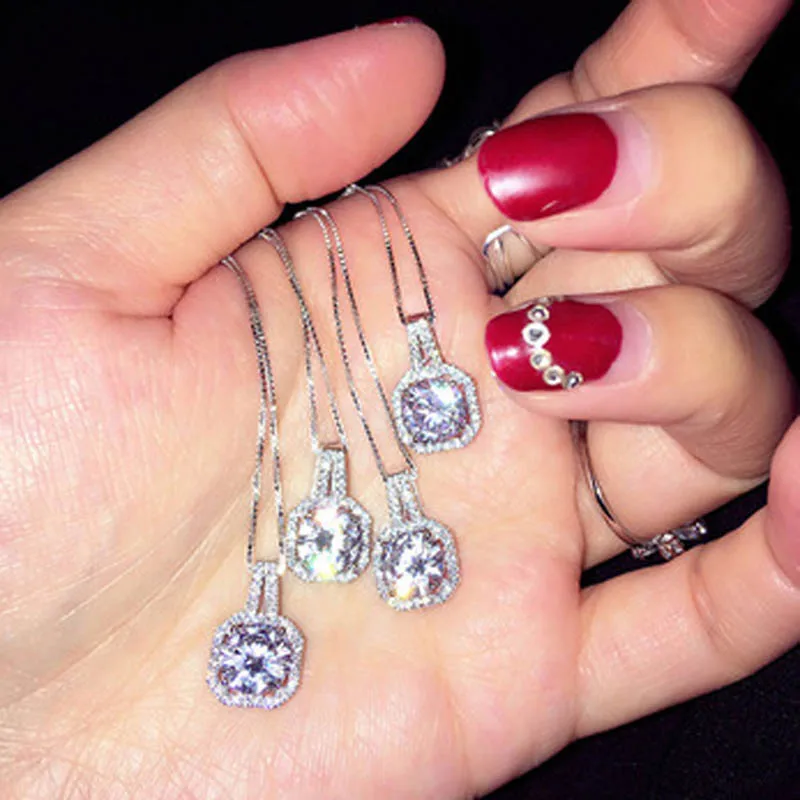 Bague Ringen тонкое ожерелье с геометрическим кристаллом для женщин, модное серебряное 925 ювелирное изделие, 4 цвета, подвеска с драгоценным камнем, подарок на свадьбу