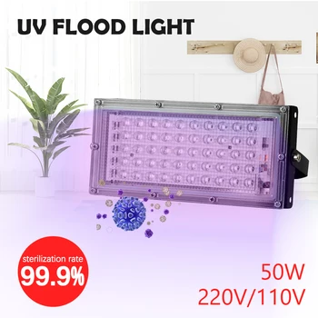

50 LED 50W UV Flood Light UV Germicidal Lamp Spotlight Floodlight Outdoor Garden Uvc Lamp Sterilizer Uv Sterilizer free ship
