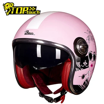 

BEON Motorcycle Helmet Men Motocross Helmet Vintage Casco Moto 3/4 Open Face Motorbike Moto Helmet With Double Lens