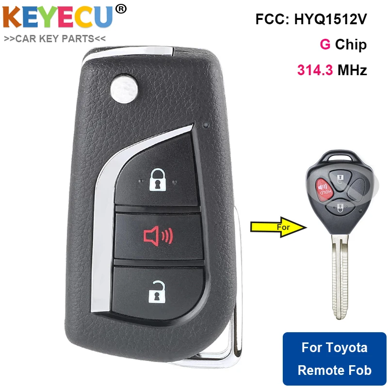 KEYECU обновлен удаленное ключи для 4runner Toyota Yaris Rav4 Scion xB Fob 3 кнопки-314 МГц-г/4D67 чип-HYQ12BBY