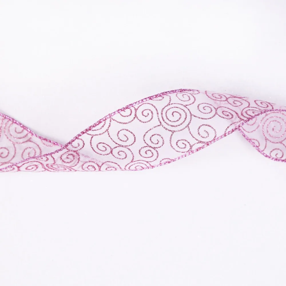 Christmas Tree Decorations  Pink Auspicious Print Decorative Ribbon (5)