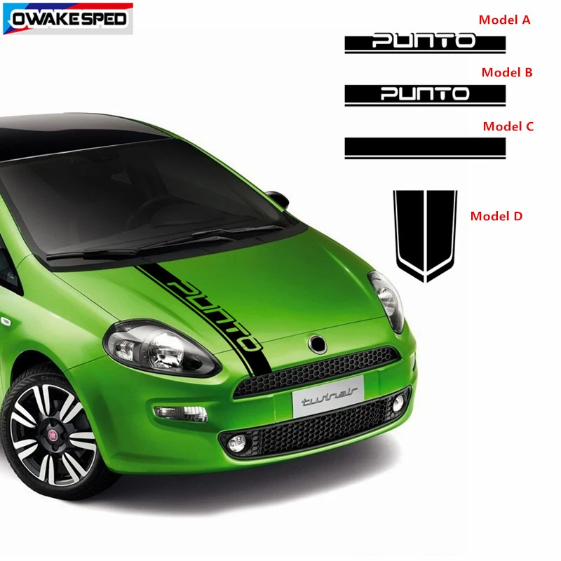 Полосы для капота автомобиля декоративные виниловые наклейки FIAT Punto ABARTH Racing