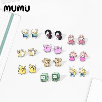 

2020 New Cute Adventure Time Stud Earring Kawaii Princess Acrylic Earrings Handmade Epoxy Resin Shrinky dinks Jewelry