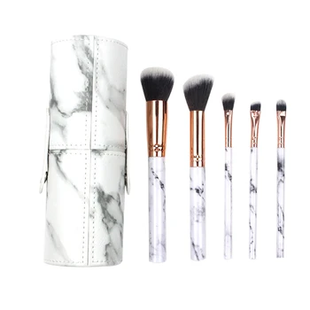 

5pcs/Set Professional Marble Pattern Makeup Brushes Portable Travel Eyeshadow Blush Face Cosmetic Pens Kits with Storage Box