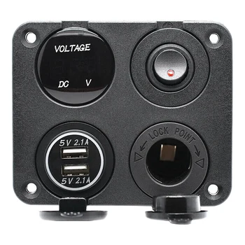 

Special Switch Panel for RV and Yacht, One Tow 4 Car Mobile Phone Charger, Dual USB Voltmeter