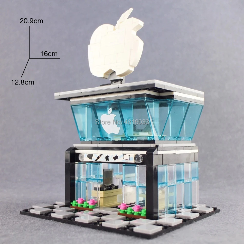 

Apple mobile phone store Compatible legoinglys City Mini Street View With Mini Figures Street Shop Building Block Toys Kids Gift