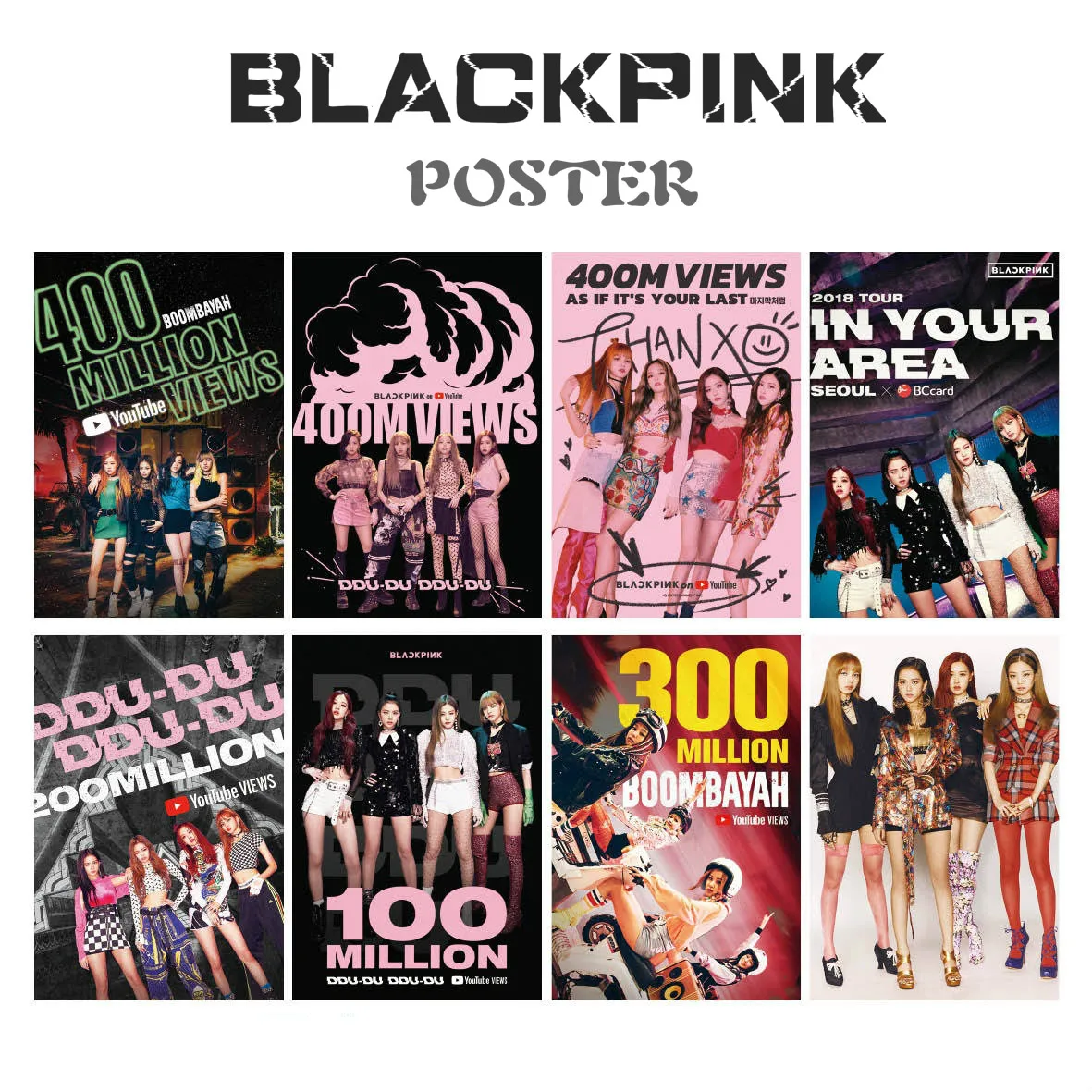 [MYKPOP] черно-розовые плакаты, 42x29 см, 8 шт набор, KPOP Fans коллекция SA19092801