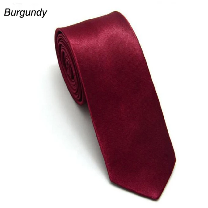 5 см ширина сплошной цвет Модные Узкие галстуки полиэстер узкие тонкие галстуки для взрослых школы детей партии - Цвет: Burgundy