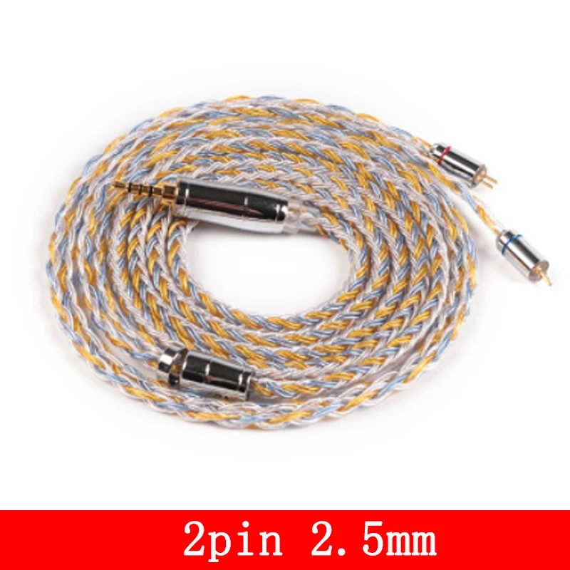 0.78 2PIN 2.5MM 16 ядра Модернизированный посеребренный Медь кабель 2,5/3,5/4,4 мм с MMCX/2pin/QDC TFZ разъем для KZ ZS10Pro ZSN AS16 ZSX - Цвет: 0.78 2PIN 2.5MM