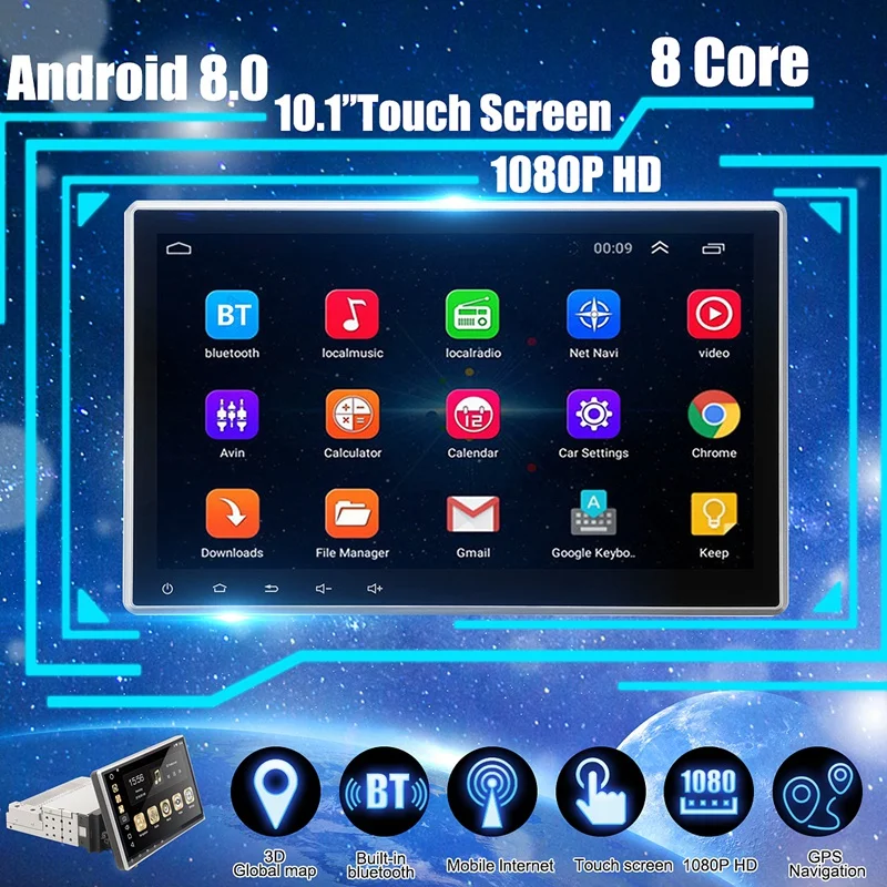 10.1 Inch Zoll 8-Core 1 DIN Android 8.0 Stereo Autoradio Bluetooth GPS Navi DAB+ Wifi