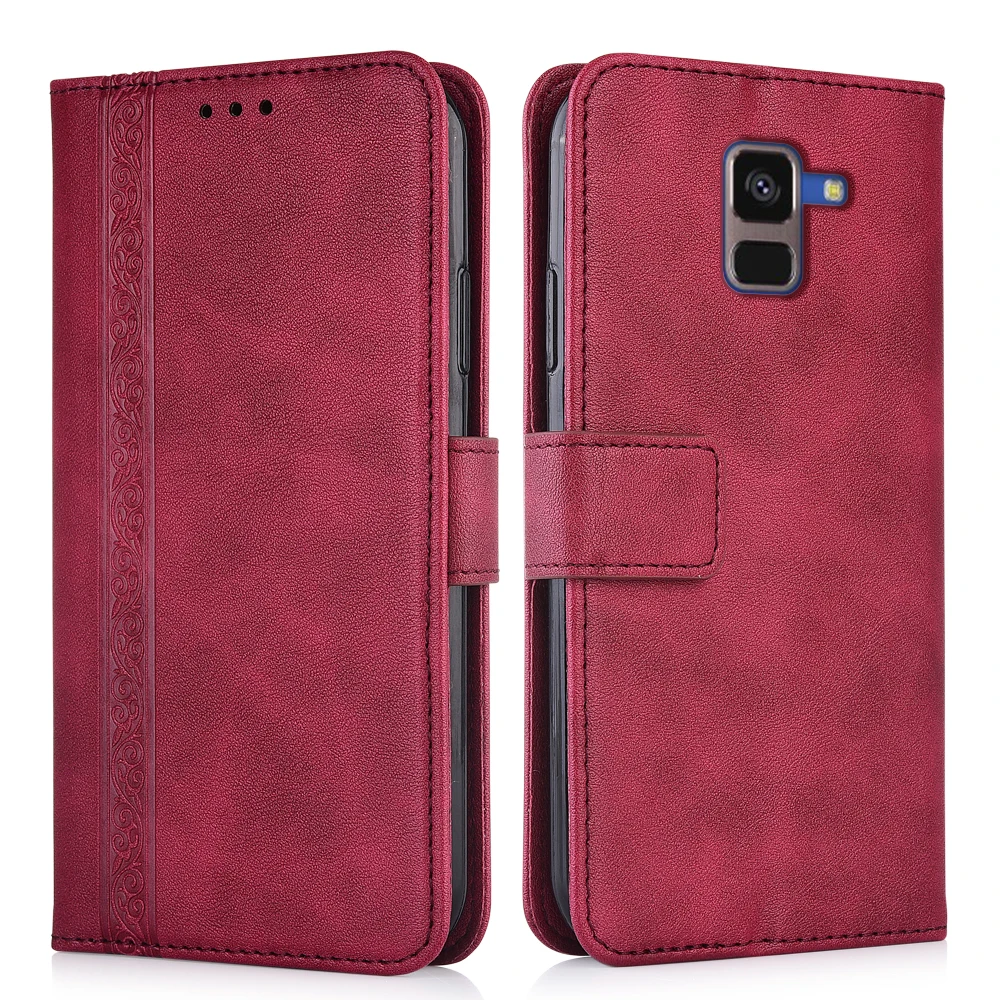 3d Embossed Leather Case for Samsung Galaxy A8 2018 A530 A530F SM-A530F Back Cover Wallet With Card Pocket | Мобильные телефоны и