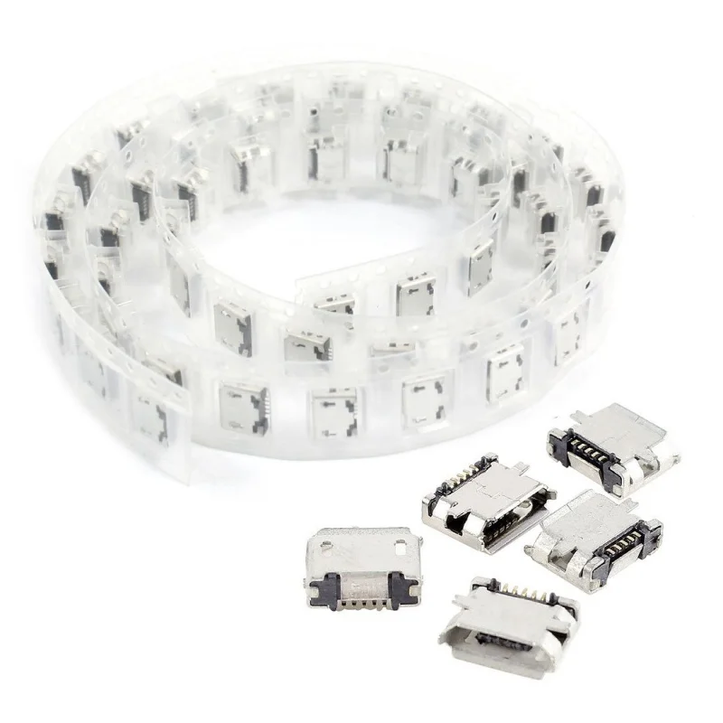 50 шт. PCB SMT Micro usb Тип B 5Pin гнездо адаптера Jack