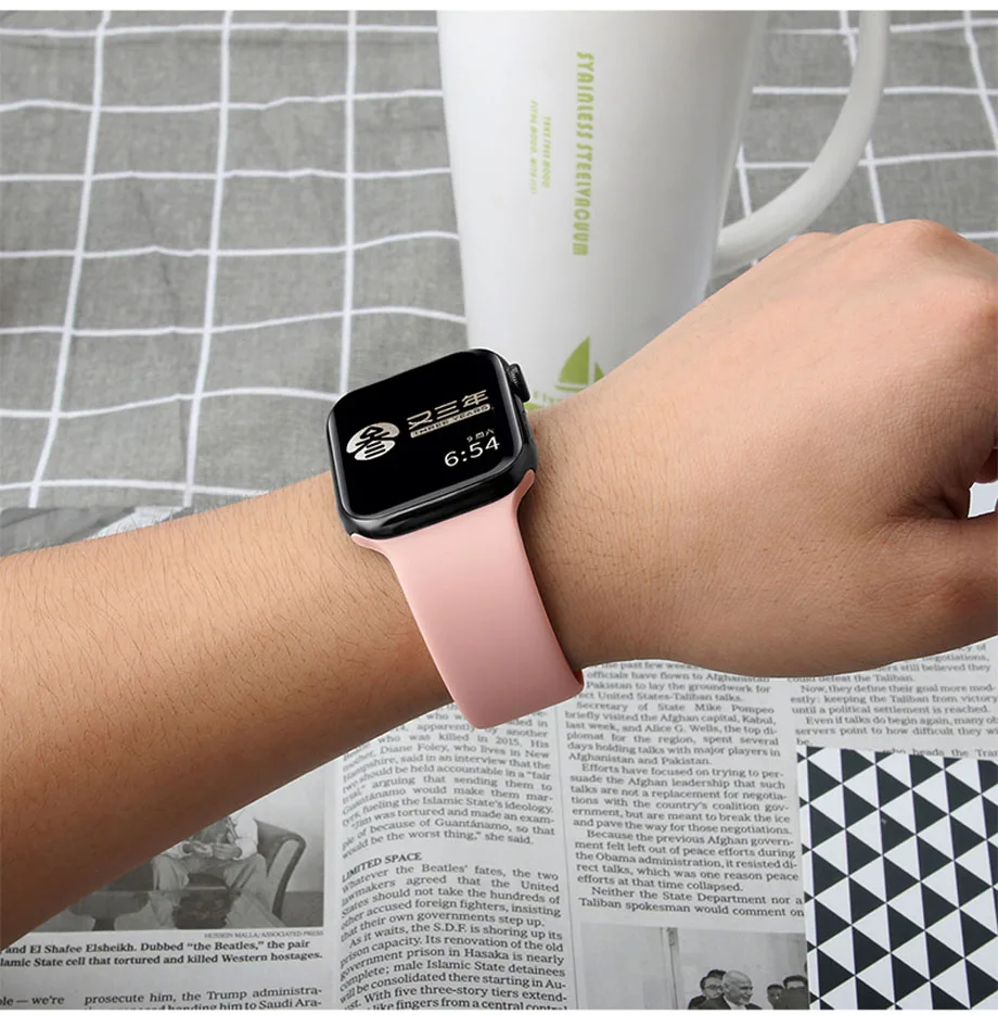 Мягкий силиконовый спортивный ремешок для Apple Watch 5 4 3 2 38 мм 42 резиновый часов Iwatch