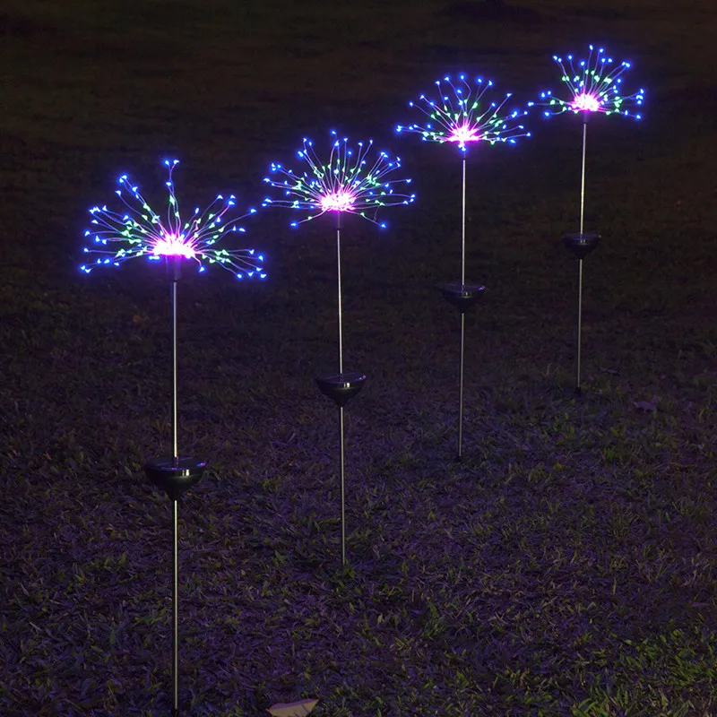 Solar do Jardim Fogos de Artifício Lâmpada ao ar Livre à Prova Oito Modos Função Dandelion Gramado Luzes Grama Dwaterproof Água Solar Lâmpada 150 Led Luz