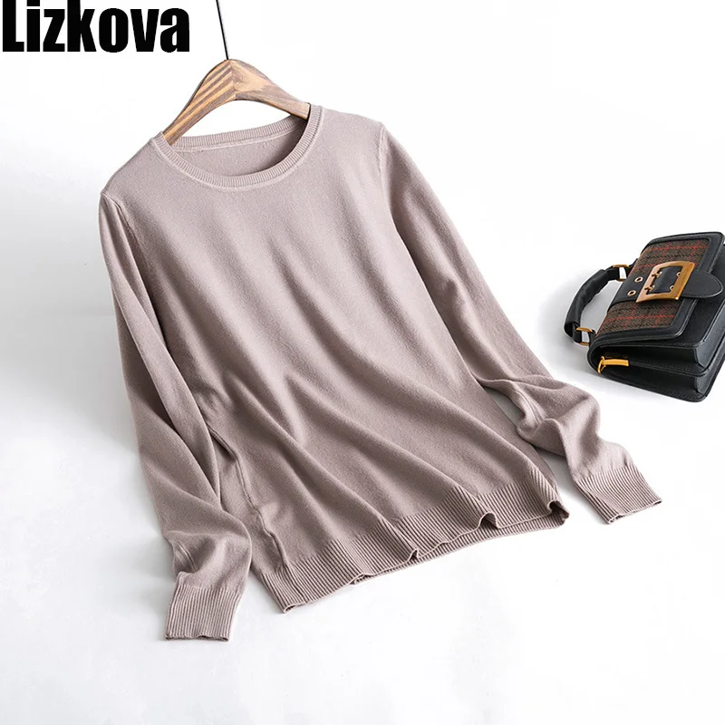 

womens sweaters Cashmere Blending Loose O-Neck Sweater Solid Color Pullover Knitted Pullover Sweater