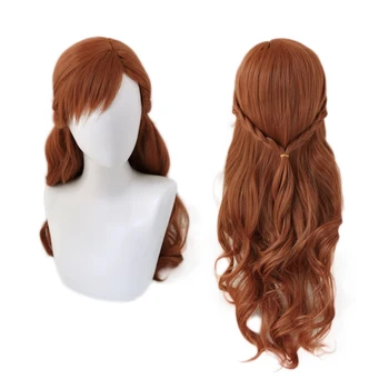 

Anna Cosplay Wig Princess Braid Wigs Hair Long Brown Wave Cosplay Costume Halloween Heat Resistant Synthetic Wig