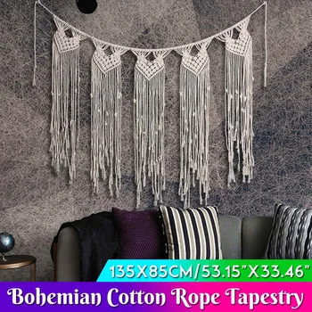 

135x85cm Macrame Woven Wall Hanging Bohos Chic Bohemian Room Geometric Tapestry Art Beautiful Apartment Dorm Room Decoration