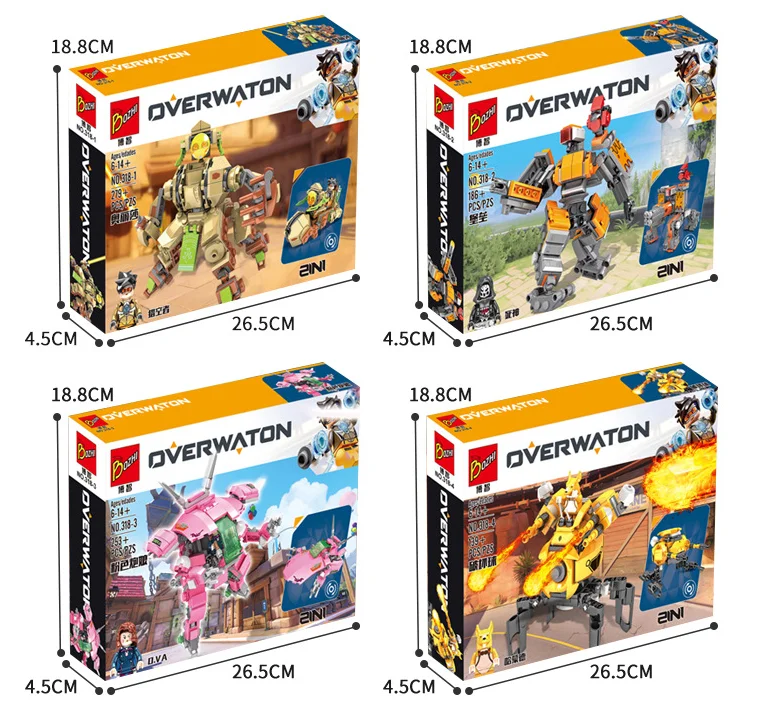 Новинка, совместимые с Overwatch 75973 игры D. Va& Reinhardt, строительные блоки, кирпичи, игрушки, подарки для детей - Цвет: Светло-желтый