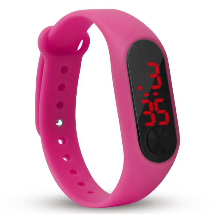 Модные мужские цифровые часы женские браслеты спортивный светодиодный Электронные конфеты силиконовые наручные часы для детей Детские женские часы - Цвет: rose red