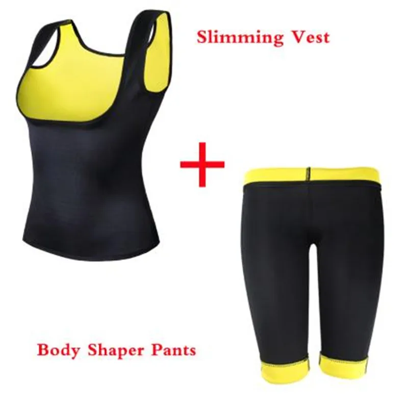 

(Vest+Pant) Neoprene Body Shaper Women's Waist Trainer Slimming Pants & Vest Fitness Super Stretch Super Lose Weight Bodysuits