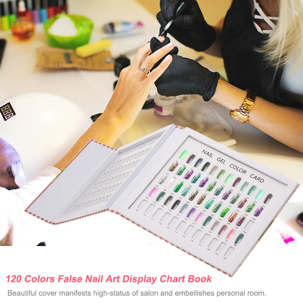 

120 Colors False Nail Art Display Chart Book Card Nail Polish Color Display Card Nail Art Showing Board Manicure Nail Art Tool
