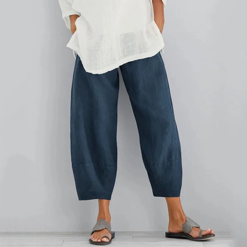 

Women Harem Pants High Waist Vintage Striped Loose Cotton Linen Long Trousers Casual Women's Pants Support Dropshipping Oc24