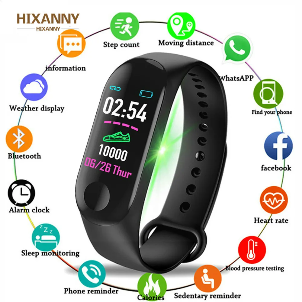 

M3 Plus Smart Bracelet Heart Rate Blood Pressure Health Waterproof Smart Watch M3 Pro Bluetooth Watch Wristband Fitness Tracker