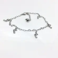 Модные горячие продажи дельфины в форме сердца металлическая ножной браслет украшение на ногу своими руками отделка Расширенная цепь колокольчик J-075