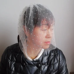 Off White Blusher Veil for Bride High Quality пайетки Crystal Beads Luxurious Wedding Veil Birdcage Headpiece voile mariage