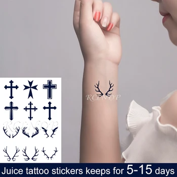 

Waterproof Temporary Juice Tattoo Sticker Different Cross Designs Antlers Arrow Flash Tatoo Fake Tatto Body Art for Men Women