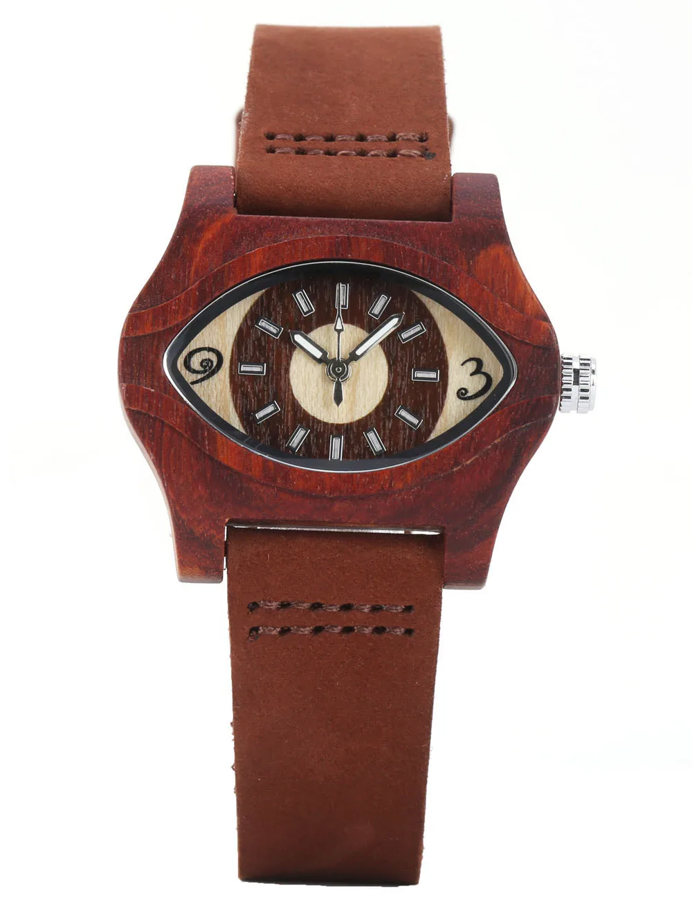 

With Numbers Oval Bamboo Dial Belt Quartz Watch Wood Table Maple Ebony