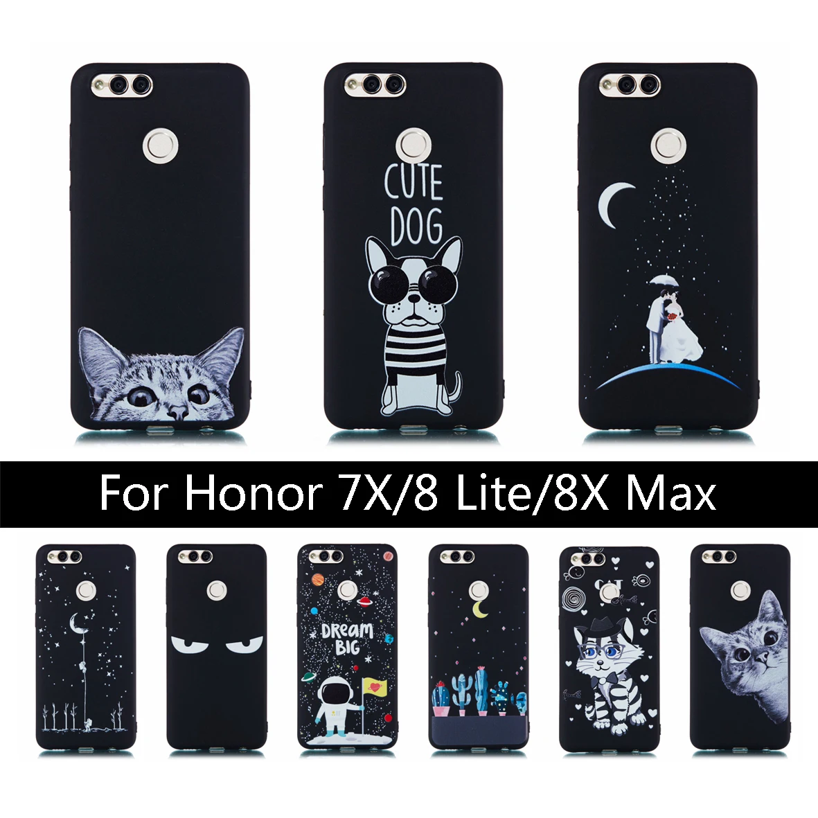 Мягкий ТПУ силиконовый чехол для huawei Honor 7X/Honor8 Lite/Honor8X Max Honor7X/8 Lite/8xmax черный