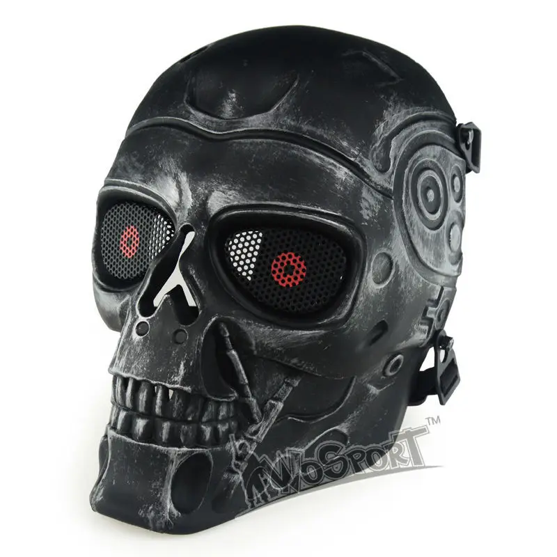 

WoSporT Airsoft Skull Mask Full Face Skeleton Security Silver Steel Wargame Army Field Game Halloween Party Movie Prop