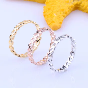 

New S925 Sterling Silver Ring Romantic Heart-shaped Hollow Tri-color Ring Fashionable Wild Gift
