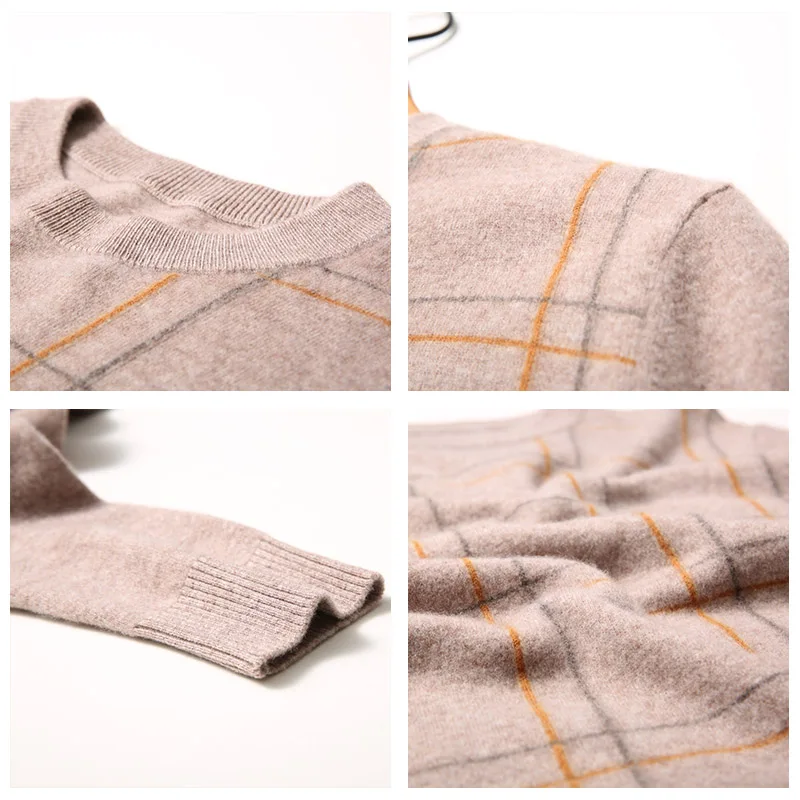 COODRONY Brand 100% Merino Wool Sweater Men Fashion Plaid Pull Homme Winter Thick Warm Soft Cashmere Sweaters Pullover Men 93047