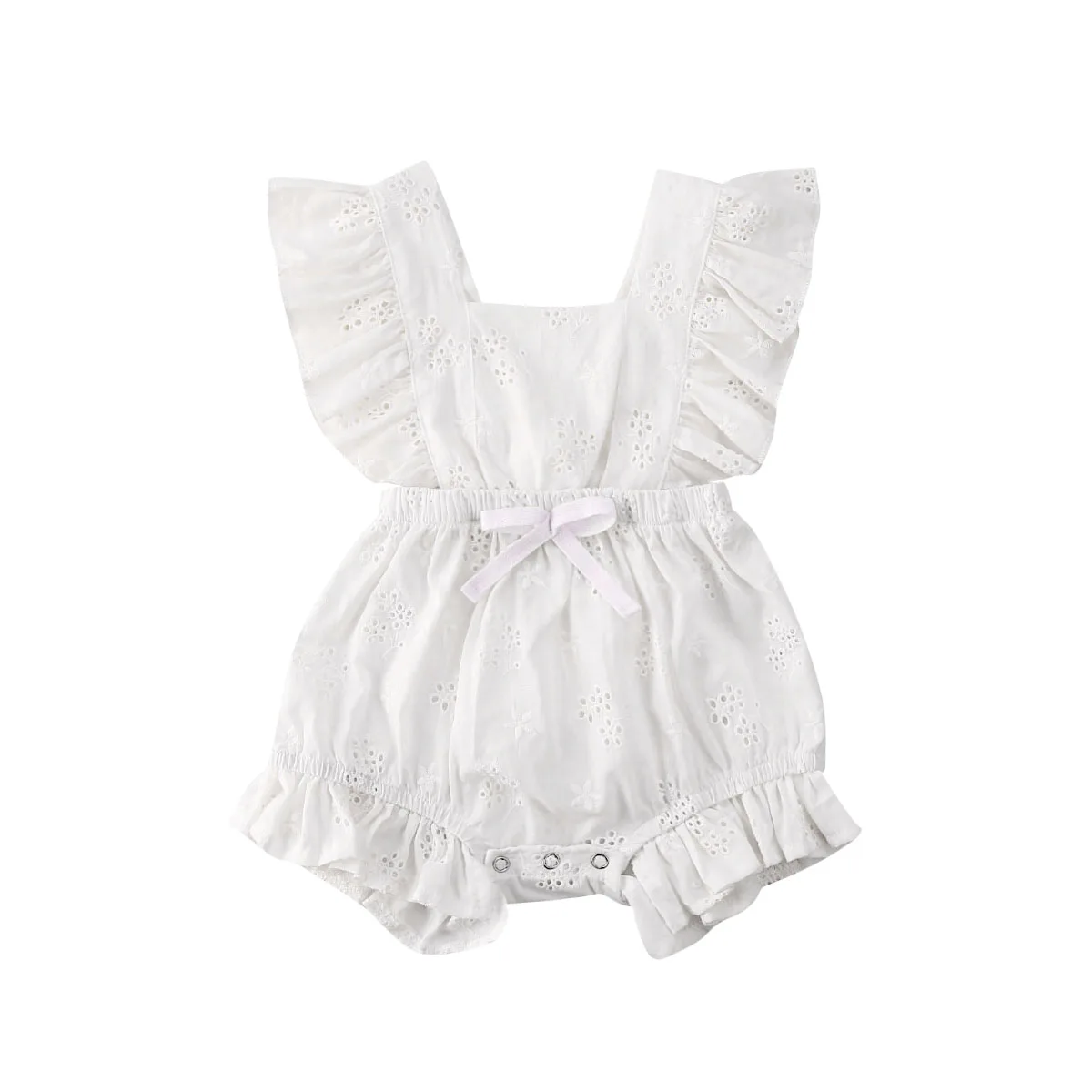 0-18M nouveau-né infantile bébé filles blanc dentelle barboteuse volants combinaison Bow Sunsuit combishort été bébé fille vêtements Costumes