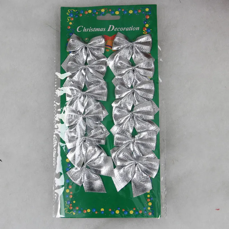 36pcs Merry Christmas Ornament Solid Bow Decoration for Home Tree Pendant DIY Crafts New Year Decor Supply Adornos De Navidad