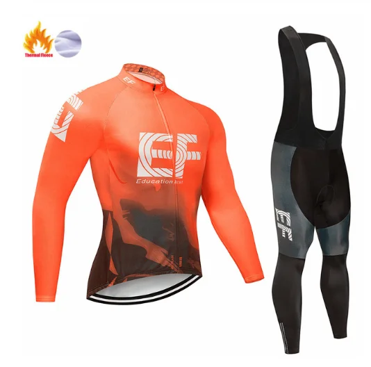 EF Pro team, зимний термальный флисовый костюм с длинным рукавом для велоспорта, спортивный костюм для горного велосипеда, Мужская одежда, комбинезон, комплект спортивной одежды