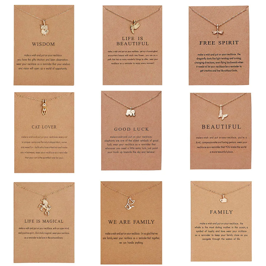 Ювелирные изделия с карточками модное ожерелье кулоном в виде животного птица