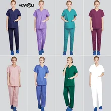 Медицинские наборы с короткими рукавами, униформы, костюмы для стоматологической клиники, салона красоты, рабочая одежда, топы, штаны, набор