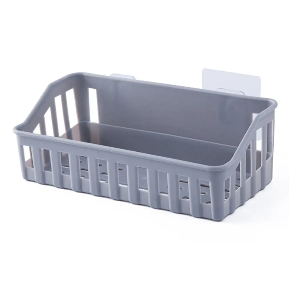 Темно-серый Kitchen Bathroom Storage Shelf Hanging Rack Corner Basket Holder Organizer Wall-mounted Storage Basket Household Organization - Цвет: Темно-серый