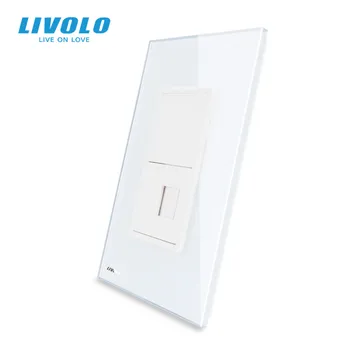 

Livolo US Standard Satellite TV Power Socket, HDMI,com,tel,video plugs,White Crystal Glass,usb,audio socket