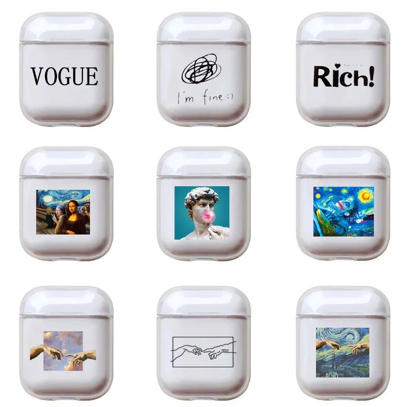 Простой Твердый чехол с надписью для Apple Airpods 2 забавная картина маслом Bluetooth