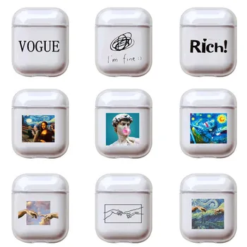 

Simple Letter Hard Case For Apple Airpods 2 Funny Oil Painting Bluetooth Earphone Cover Cute Headphone Case Box For Airpods Pro