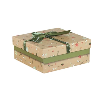 

Gift Box Exquisite Upscale Square Present Box Fashionable Decoration with Small Floral TN88