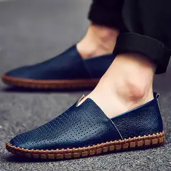 Летние Для мужчин платье обувь, деловая, официальная обувь из натуральной кожи мужские лоферы слипоны мягкая обувь для вождения