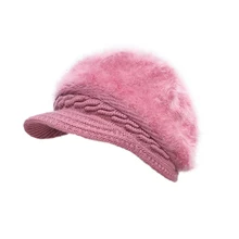 Новинка, вязаная шапка, модная, однотонная, из кроличьей шерсти, уличная, сохраняет тепло, шапка для девушек, зимняя, шерстяная, вязаные шапки, утолщенная шерстяная шапка s TG0134