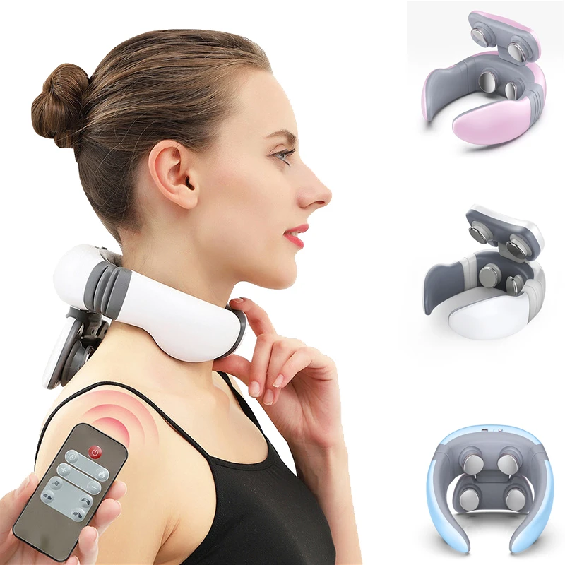 

Smart 4D Magnetic Pulse Heated Electric Shoulder Neck Massager Fatigue Pain Relief Cervical Massage With Remote Control